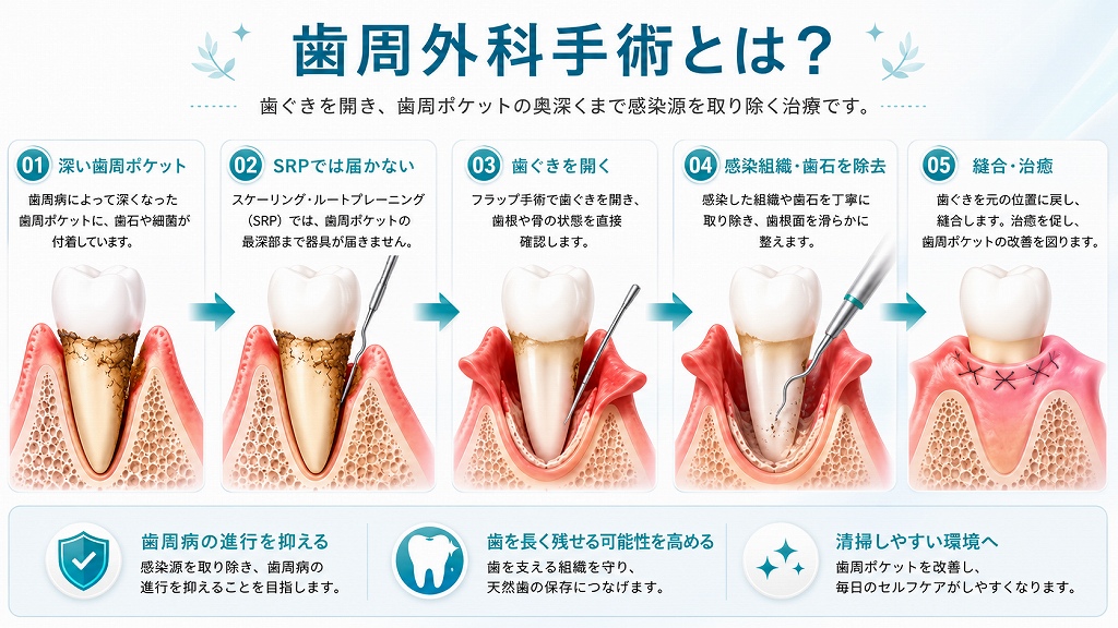 歯周外科手術とは？歯周病が進行したときの治療法・痛み・費用・術後の