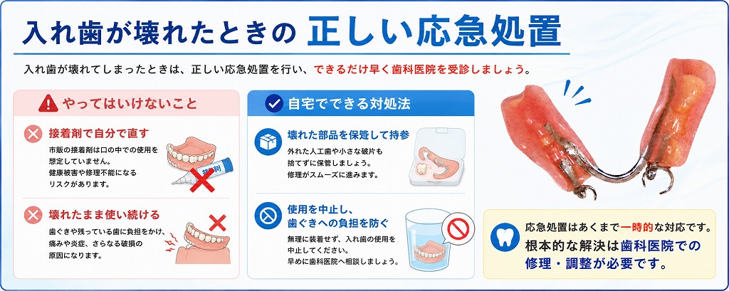 入れ歯が壊れたときの正しい応急処置