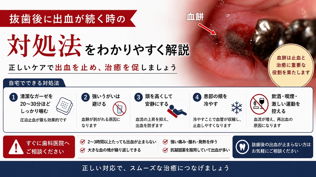 抜歯後に出血が続く時の対処法