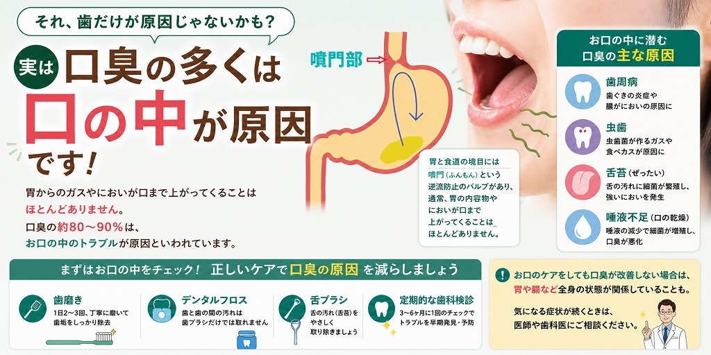 実は口臭の多くは口の中が原因