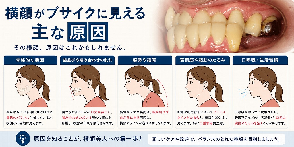 横顔が崩れて見える主な原因