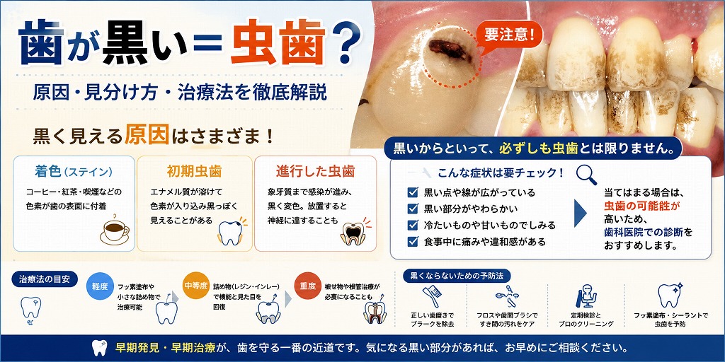 歯が黒い＝虫歯？