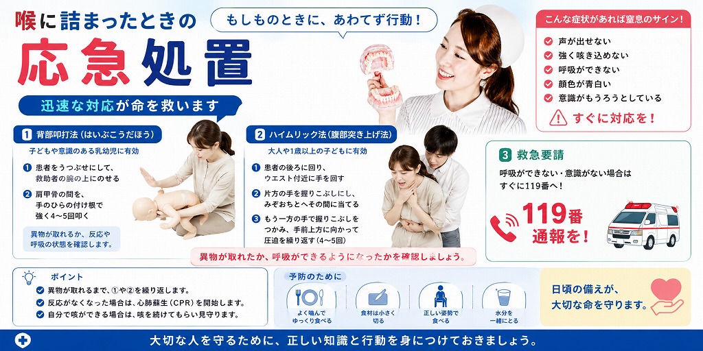 喉に詰まったときの応急処置