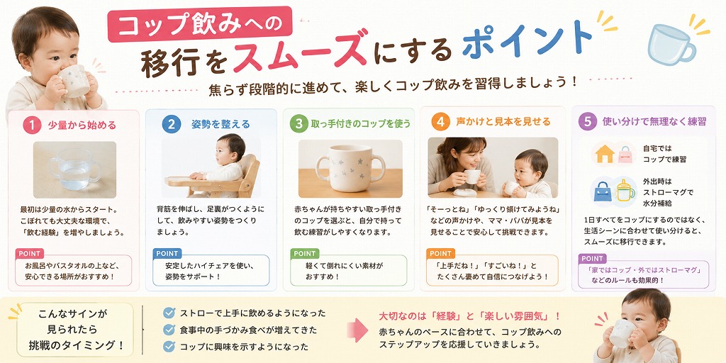 コップ飲みへの移行をスムーズにするポイント
