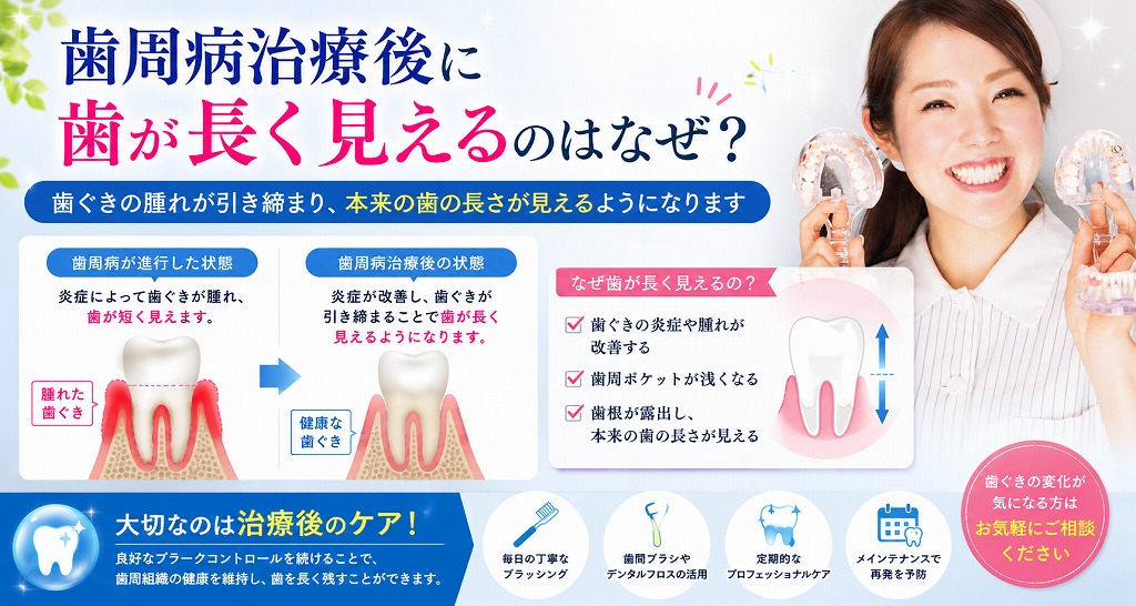 歯周病治療後に歯が長く見えるのはなぜ？