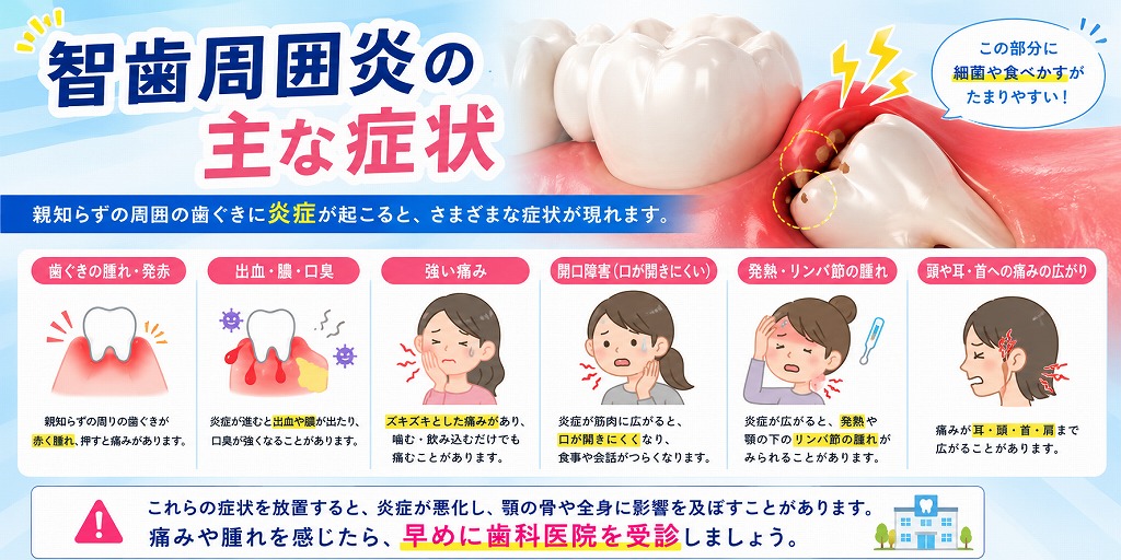 智歯周囲炎の主な症状