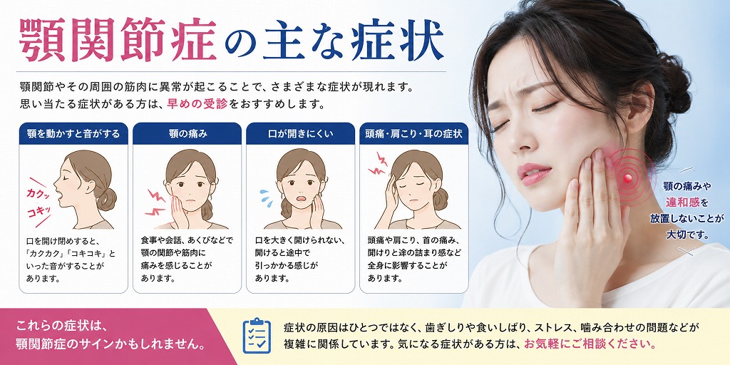 顎関節症の主な症状