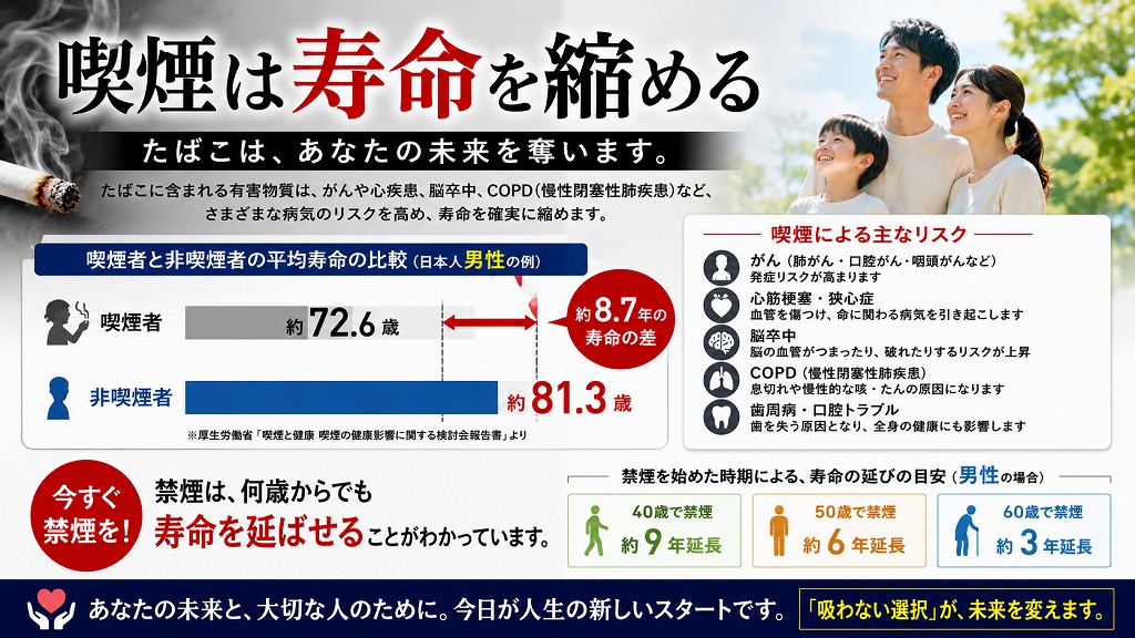 喫煙は寿命を縮める