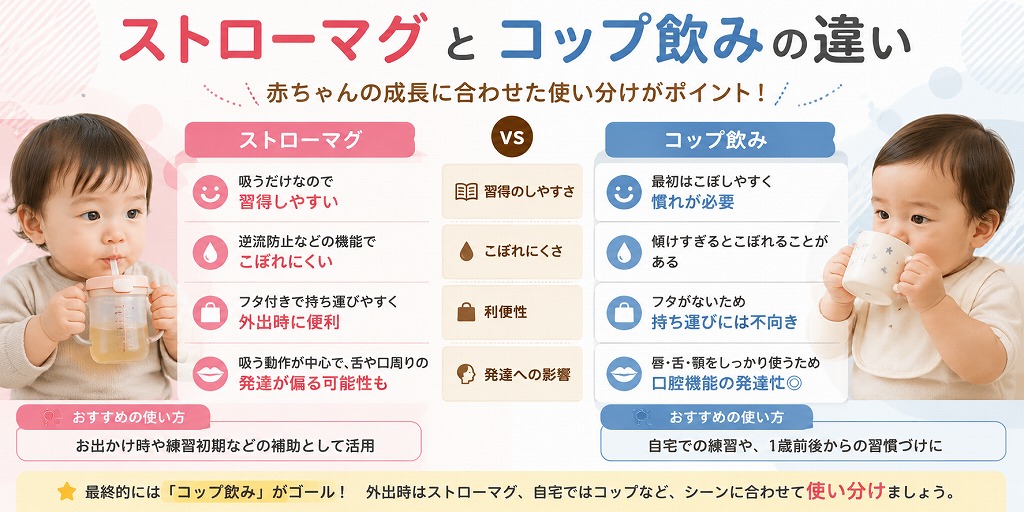 ストローマグとコップ飲みの違い