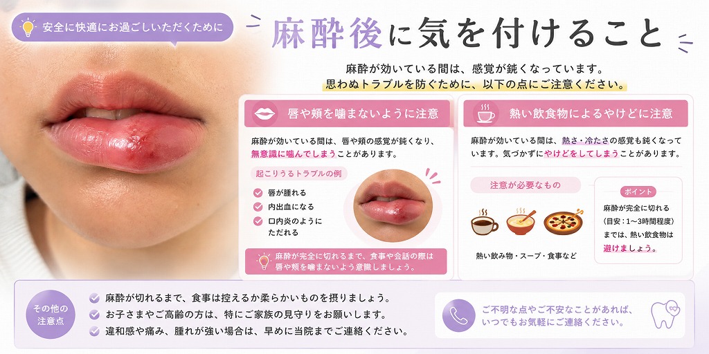 麻酔後に気を付けること