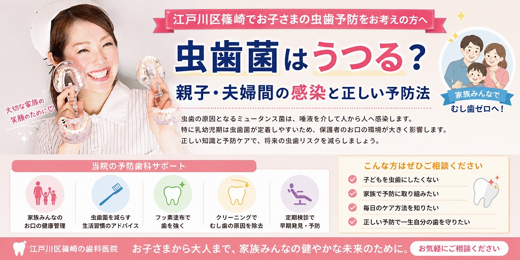 江戸川区篠崎でお子さまの虫歯予防をお考えの方へ｜虫歯菌はうつる？親子・夫婦間の感染と正しい予防法