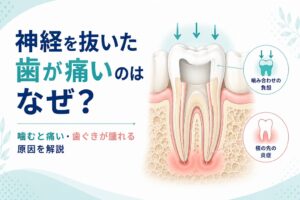 神経を抜いた歯が痛いのはなぜ？噛むと痛い・歯ぐきが腫れる原因と治療法