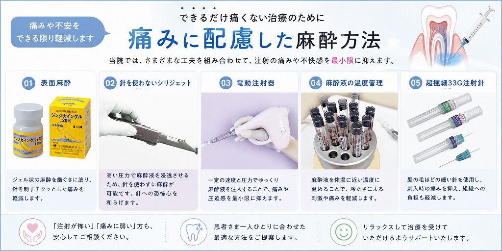 痛みに配慮した麻酔方法