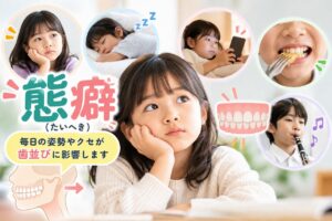 態癖とは?子どもの歯並びに影響する姿勢やクセと予防法